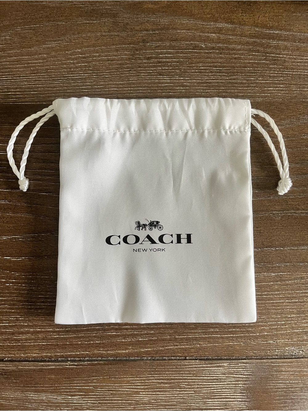 Coach White Drawstring Pouch with Logo